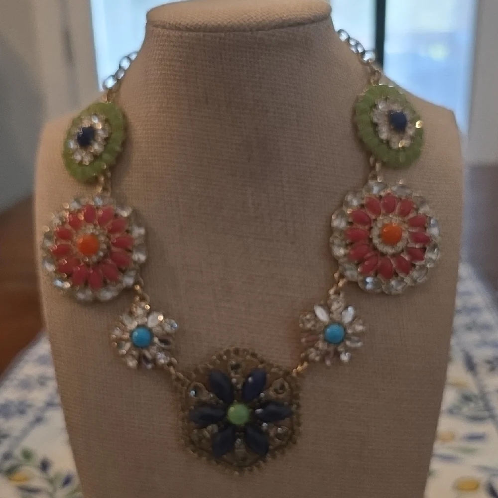 Susan Graver Floral Multi-Color Statement Necklace - Picture 1 of 7